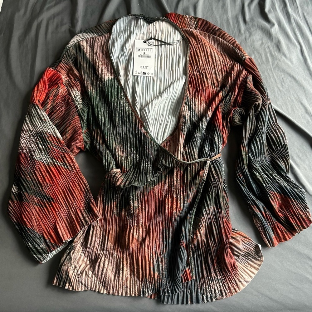 Zara Plisse Wrap Around top